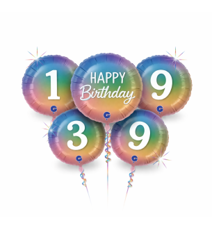 18" Rainbow Holographic  Age Options Available Foil Balloon