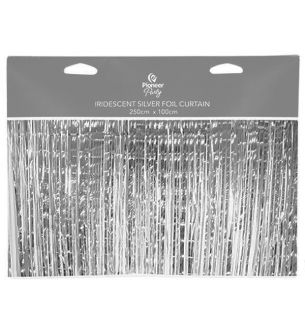 Foil Door Curtain Iridescent Silver 250cm x 100cm