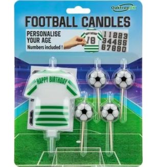 8cm Football Shirt Candle Green and White Stripe