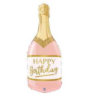 32" Pink Birthday Bottle Foil Balloon