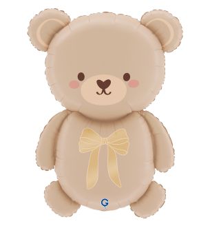 32" Cream Teddy Bear Foil Balloon