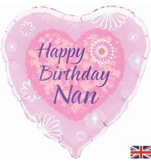 18" Birthday Nan Flowers Heart Foil Balloon