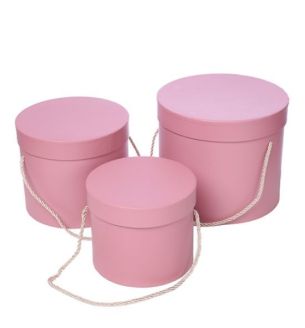 Hat Box Dusty Pink with Corded carrying Handle Set of 3