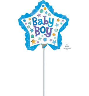 Mini Baby Boy Star with Ruffled Edge Foil Balloon