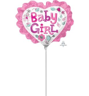 Mini Baby Girl Floral Star with Ruffled Edge Foil Balloon