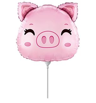 Mini Flexmetal Pig Head Pink Foil Balloon