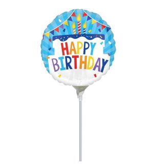 Mini Happy Birthday Cake & Bunting Foil Balloon