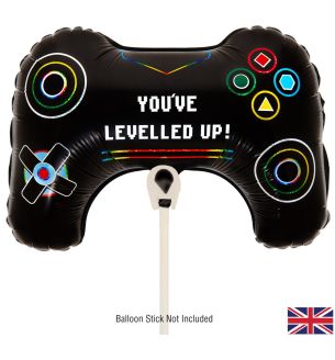 Mini Game Controller Black Holographic Foil Balloon
