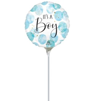 Mini It's A Boy Blue Watercolour Foil Balloon