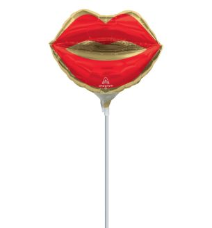 Mini Kiss Lips Red and Gold Foil Balloon