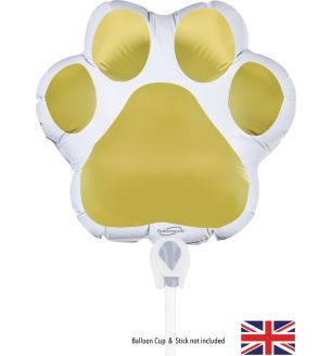 Mini Paw Print White/Gold Foil Balloon