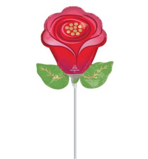 Mini Rose Single Stem Foil Balloon