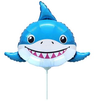 Mini Shark Head Blue and White Foil Balloon