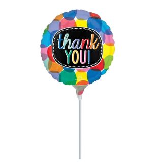 Mini Thank You! Multi-Coloured Bubbles Foil Balloon