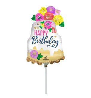 Mini Happy Birthday Artful Floral Foil Balloon