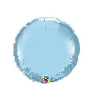 18" Qualatex Round  Pearl Light Blue Unpackaged Foil Balloon