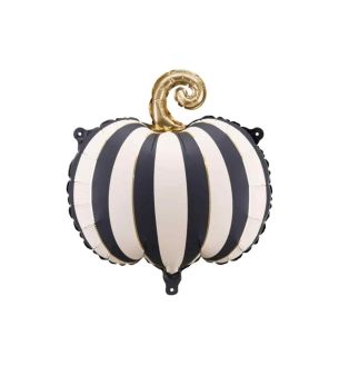 Pumpkin Black & White Stripes with Gold Foil Balloon 39cm x 38cm