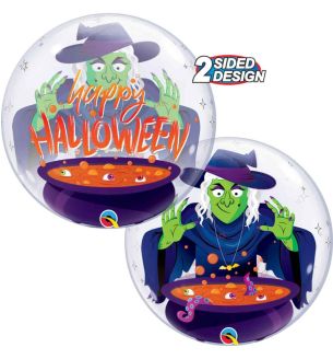 22" Qualatex Witch Happy Halloween Bubble Balloon 