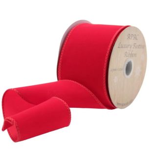 Red Velvet Ribbonwith Wired Edge 63mm x 10yds