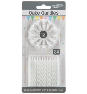 Spiral Cake Candles White 24 Candles and 12 Holders